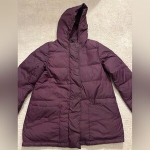 Eileen Fisher Down Filled Puffer Hooded Jacket- Wine